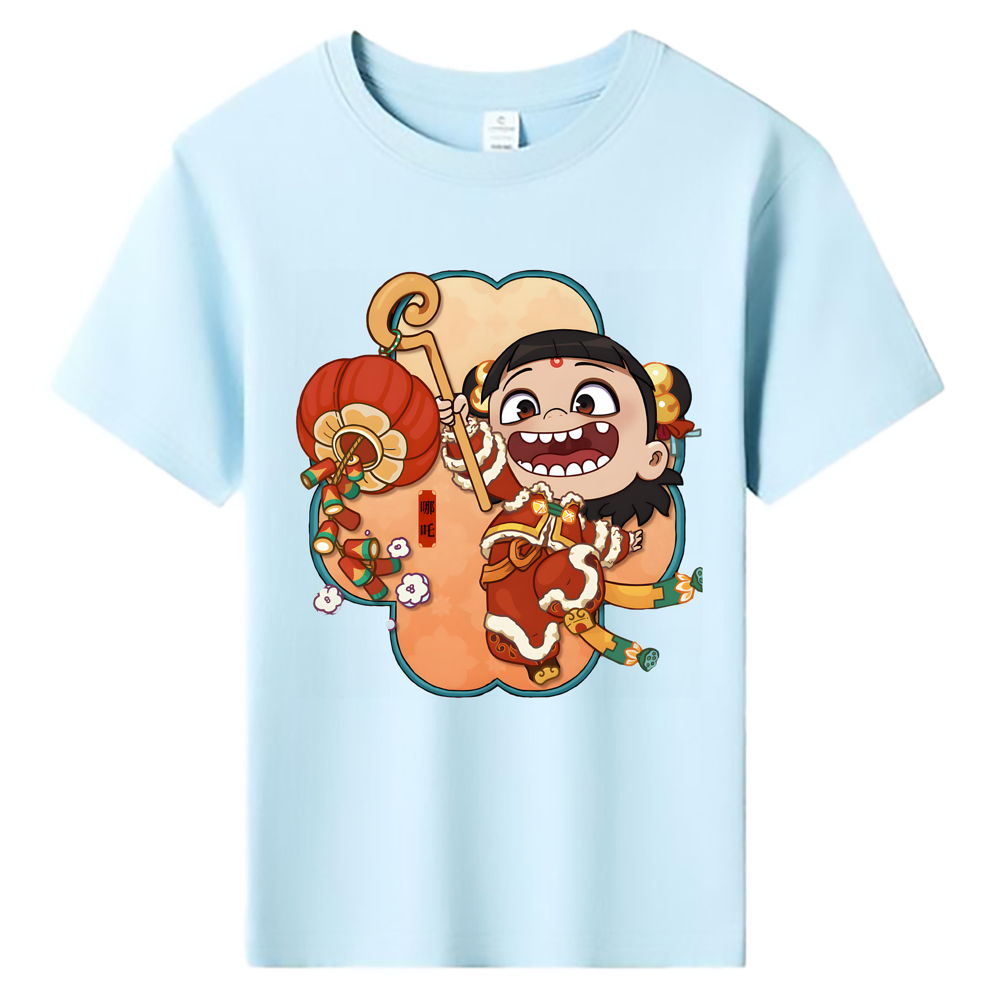（画像用） Ne Zha 2 ナタ 魔童の大暴れ 綿100％キッズTシャツ（フロントプリント）